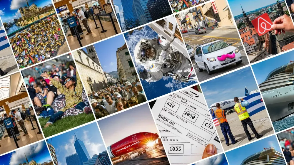 various images from the decade showing how travel has changed